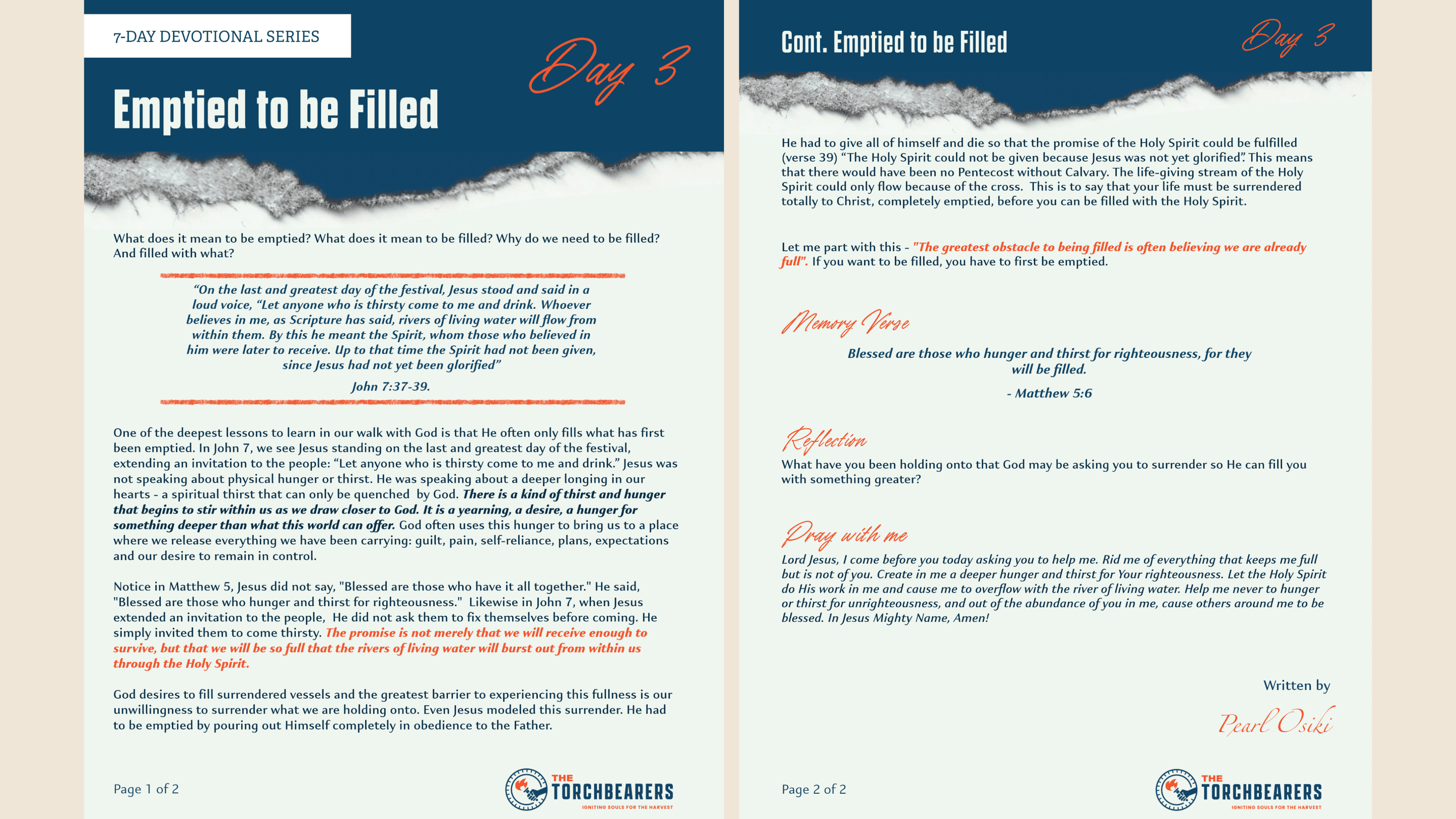 Sample of one version of the 7-day devotional in document format